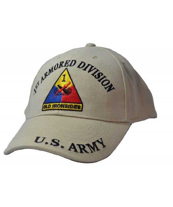 Eagle Emblems Men's 1st Armored Division Tan Embroidered Ball Cap - Tan - CB11WYD7ZB5