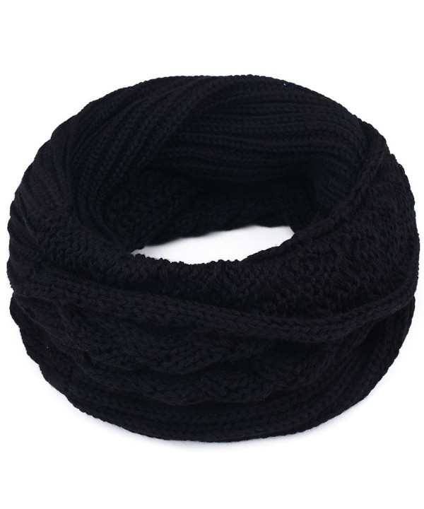 Women's Winter Knit Infinity Scarf - Thick Ribbed Knitted Cable Circle Loop Scarf FURTALK Original - Black - CV187I4C8RQ