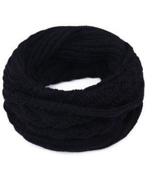 Women's Winter Knit Infinity Scarf - Thick Ribbed Knitted Cable Circle Loop Scarf FURTALK Original - Black - CV187I4C8RQ