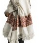 100% Lambswool Women Oversized Large Scarf Shawl White Cream Winter Camp Blanket - C912KIW3E2R