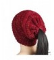 DORIC Women Beanie With Ponytail Hole Winter Knit Caps Hat - Red - C0188YGM7WL