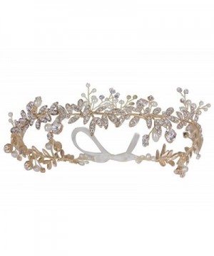 Vijiv Vintage Wedding Accessories Bridal Headpiece Flower Crown Headband Hair Wreath - Gold - C818649TOQH