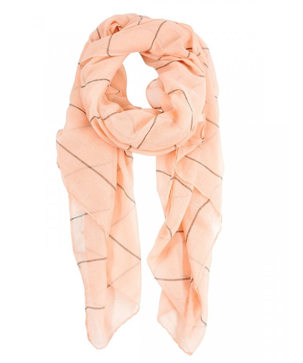 Womens Lightweight Pretty Scarf Fashion Striped Pure Color Scarves Wrap Shawls - Coral Scarf - C2186M0R6M9