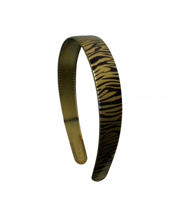 Gold 1 Inch Wide Plastic Headband with Zebra Strokes Hair band for Women and Girls - Gold - CA11QXR8WFB