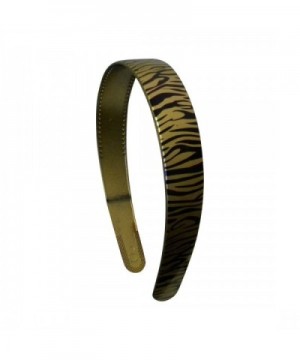 Gold 1 Inch Wide Plastic Headband with Zebra Strokes Hair band for Women and Girls - Gold - CA11QXR8WFB