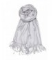 Bazzaara Large Soft Silky Pashmina Shawl Wrap Scarf in Solid Colors - Silver Grey - CQ186GD3NDD
