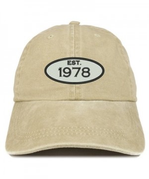Trendy Apparel Shop Established 1978 Embroidered 40th Birthday Gift Pigment Dyed Washed Cotton Cap - Khaki - CY12O5QKQ1V
