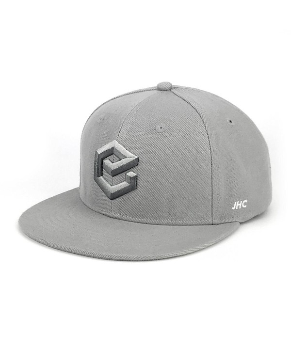 JHC Structured Adjustable Flat Bill Hip Hop Snapback Baseball Caps For Men - Grey - C0185X4RSYX