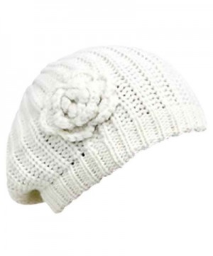 Ivory White Feminine Rosette Beret