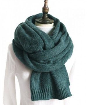 Women Knit Scarf- Faurn Thick Warm Soft Simple Neck Scarves Lambswool Pashmina Feel - Green - CA1888M8RXO