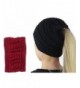 GOLDSTITCH Beanie Stretch Cable Ponytail - Black Ponytail - C31893UZU26