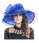 FORBUSITE Women Kentucky Derby Church Dress Organza Hat Wide Brim Flat Hat S601 - Royal Blue - CZ17Y29N3NN