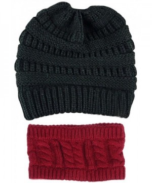 GOLDSTITCH Beanie Stretch Cable Ponytail in Women's Skullies & Beanies