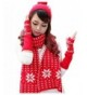 Gellwhu Women's Girls Woolen Yarn 3 Piece Snowflake Hat Gloves and Scarf Sets - Red - C71294G9HB5