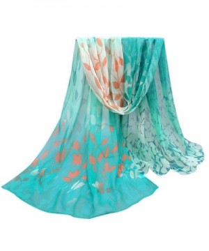 XUANOU Women Design Bright-coloured Printed Silk Soft Chiffon Shawl Wraps Scarf - Green - CL12MNX2XQ7