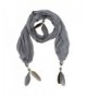 Necklace Scarf With Feathers - Gray - CX118R4QY17
