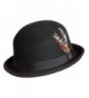 Overland Sheepskin Co Crushable Wool Derby Bowler Hat With Feather Accent - Black - CU184X2YSSN