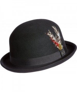 Overland Sheepskin Co Crushable Wool Derby Bowler Hat With Feather Accent - Black - CU184X2YSSN