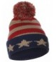 US Cities USA City Block Letters Cuff Beanie Knit Pom Pom Hat Cap - Navy/Red - C911P96WAQ3