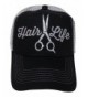 Silver Glitter "Hair Life" Scissor Black/Grey Trucker Cap Hat Hair Stylist - CF12FQ9HE8H