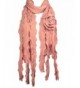 Acrylic Fashion Large Flower Ruffle Knitted Tassel Ends Long Scarf - Pink - C91157WVINV