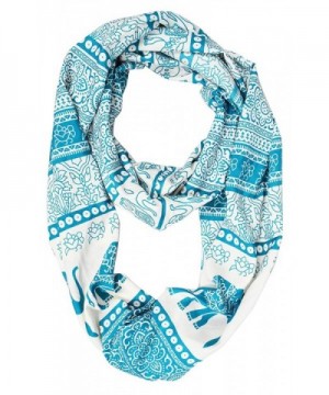 Peach Couture Tribal Paisley Floral Elephant Animal Print Infinity Loop Scarf - Teal - CN123ETTJRZ