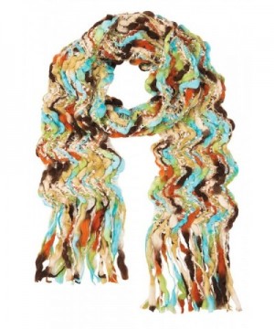 Women's Colorful Open Weave Scarf - Chunky Handcrafted Fringe Wrap - C2187UEOQRX