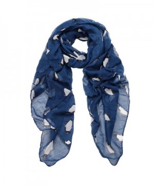 DaySeventh Fashion Women Lady Penguin Print Shawl Butterfly Voile Rectangle Cute Scarf Scarves - Navy - CW1265P1H9D