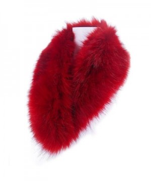 LETHMIK Women's Faux Fur Collar Fluffy Winter Scarf Neck Wrap for Winter Coat - Red - C612N4A31P1