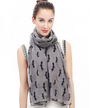 Lina & Lily Halloween Bats Print Women's Large Scarf Shawl Wrap Oversized Lightweight - Gray - CB11XSDGMWN