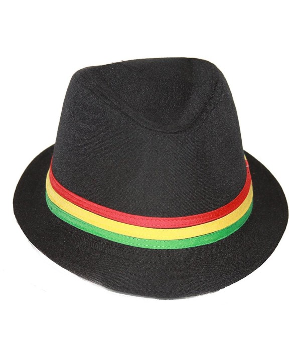 Rastafarian Colored Band Fashion Black Fedora Hat - CH11CZGX04R
