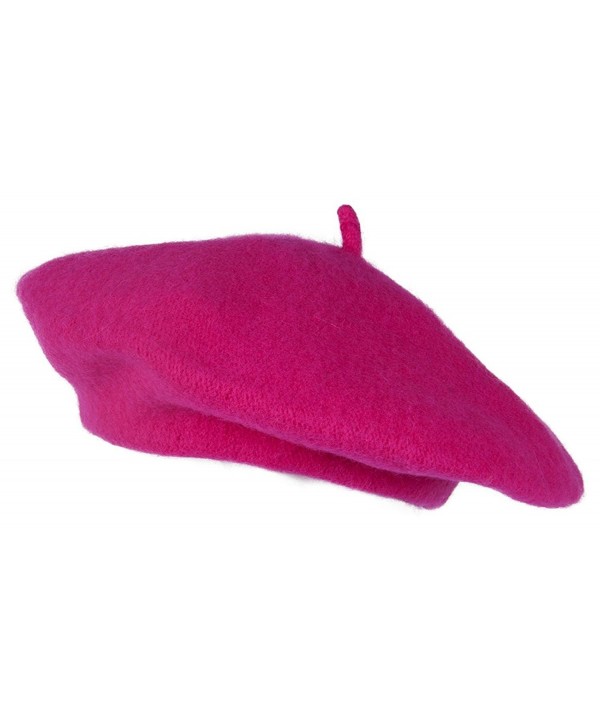 TOP HEADWEAR TopHeadwear 100% Wool Fashion Beret - Hot Pink - CZ128XVO4FV