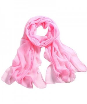 Deamyth Women Chiffon Scarves Lady Soft Long Shawl Wrap Scarf Solid Color - Pink - C712N6EZUXR