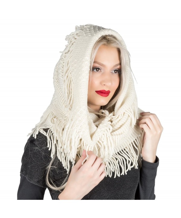 Aerusi Women's Soft Infinity Knitted Winter Scarf - Cream - CI12BC6QQY1