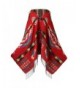 UTOVME Womens Wool Blend Fashion Bohemian Fringe End Poncho Cashmere Feel Cape - Red - C4126DGVLGX