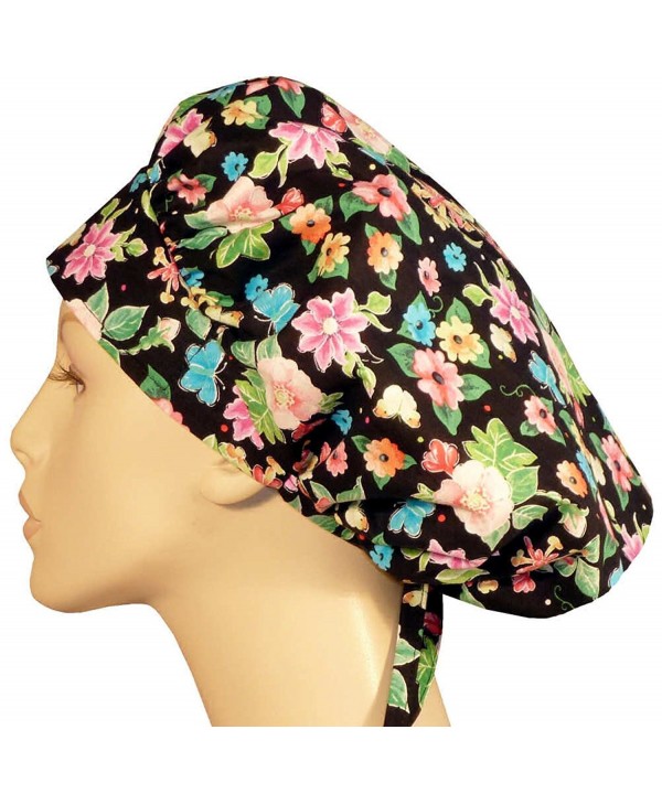 Designer Bouffant Medical Scrub Cap - Flowers & Butterflies - C6182DWWMKA