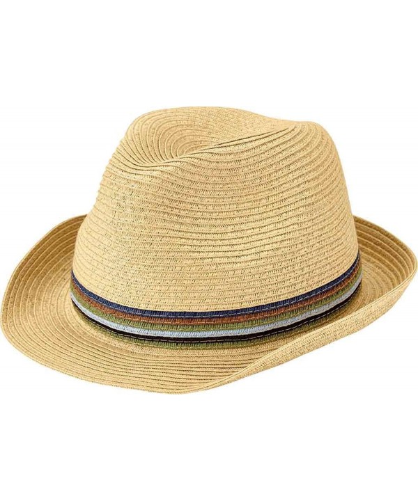 San Diego Hat Company Men's Ultrabraid Multi Color Inset Fedora Hat - Natural - CH12N1ZEUY1