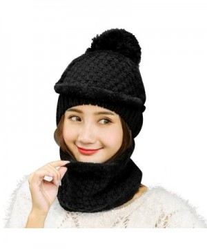Vbiger 2-Pieces Winter Hat Scarf Mask Set- Warm Knit Beanie Hat and Scarf For Women - 3-pieces Black - CD186YNA6XD
