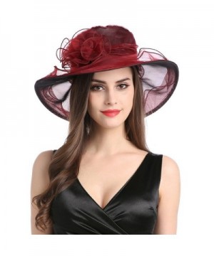 MissCynthia Women's Organza Church Kentucky Derby Fascinator Tea Party Wedding Hat - Wine Red - CH182T42Z4C