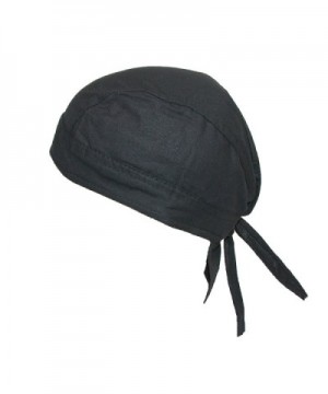 CTM Cotton Solid Unlined Biker Do Rag Cap - Black - CN111YBR9ZP