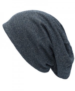 THE HAT DEPOT Unisex Heather Tweed/Solid Fleece Lined Slouchy Long Beanie Warm Hat - Navy - CP186ONK0RM