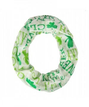 St. Patrick's Day Irish Infinity Circle Scarf with Clover Shamrock Pattern - White - C512O28UM63