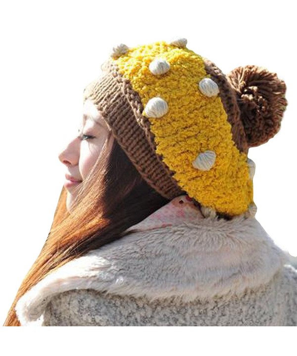 LOCOMO Dotted Fluffy Crochet FFH003YEL - Yellow & Brown - CE12O7OU75P