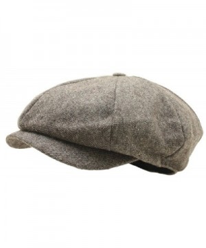 Men Woolen Tweed Gatsby Eight Panel Newsboy Hat Homespun Bakerboy Cap - Brown - CV12N29YZ1A