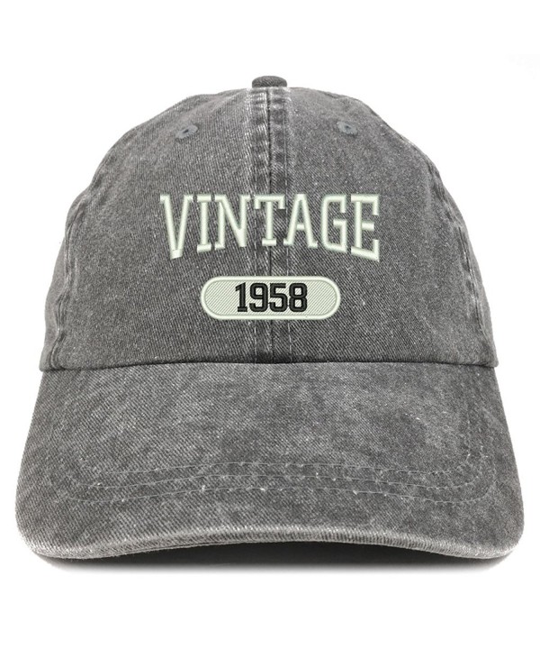 Trendy Apparel Shop Vintage 1958 Embroidered 60th Birthday Soft Crown Washed Cotton Cap - Black - CH12O46GDCG