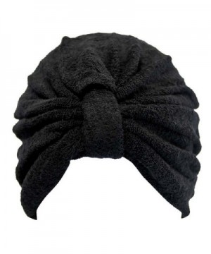Luxury Divas Soft Terry Cloth Turban Head Wrap - Black - CJ11HYQ5631