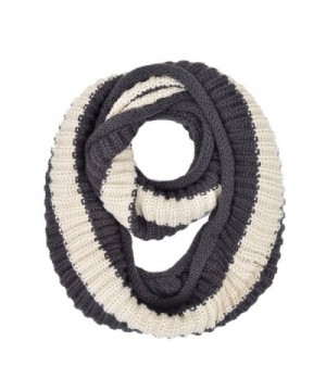 Premium Winter Knit Striped Infinity Loop Circle Scarf - Different Colors Available - Charcoal - CD12CUU4ITN
