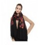 DANA XU Embroidery Wool Large Size Winter Women Pashmina Shawls and Wraps - Red Black - CV186S7YCXC