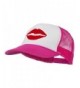 Lip Kiss Embroidered Foam Mesh Back Cap - Hot Pink White - C011NY3G3IZ