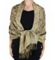 Dseason Women's Elegant Reversible Floral Paisley Pashmina Shawl Wrap Scarf Black and White - Tan - CW12O2G9XPY